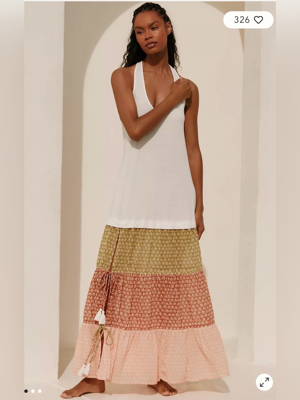 Anthropologie Celandine Sleeveless Scoop Neck Tiered Maxi Dress